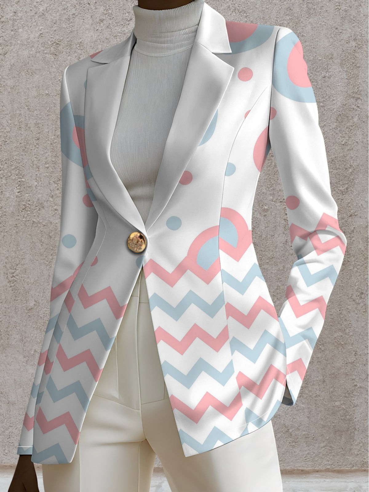 Autumn Women's Campus Fashion Wear Outdoor Travel  Clothing  Pattern Tops Printed Pattern Elegant Women's Autumn Coat Exquisite Suit Jacket, - Mixed colors