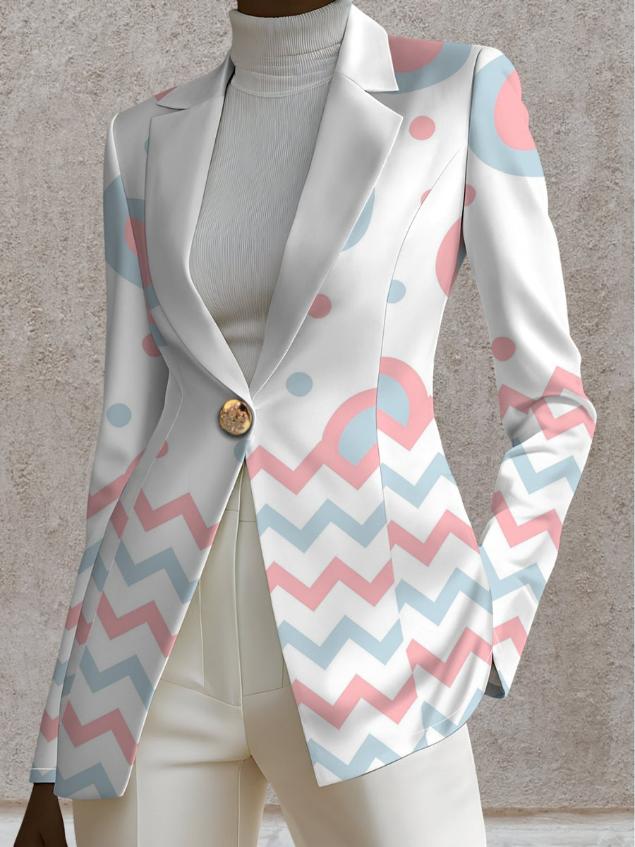 Autumn Women's Campus Fashion Wear Outdoor Travel Clothing Pattern Tops Printed Pattern Elegant Women's Autumn Coat Exquisite Suit Jacket, - Mixed colors