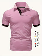 Men's Shirts, Men's Golf Shirts, Men's Short-sleeve T-shirts, the Top Choice for Summer Golf and Baseball - Pink Color