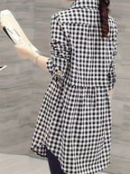New Black And White Checkered Shirt Women'S Spring Summer Autumn Style - Black