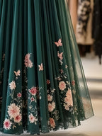 Printed Women'S Skirt Long A-Line Skirt Daily Wear All Seasons - Dark Green