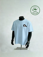 New Summer Style Men's Casual Sportswear with Rabbit Hand Shadow Print, Pure Cotton Short Sleeve, Moisture-Wicking and Sweat-Absorbing, Comfortable for Casual Streetwear and Outdoor Sports & Fitness - Light Blue