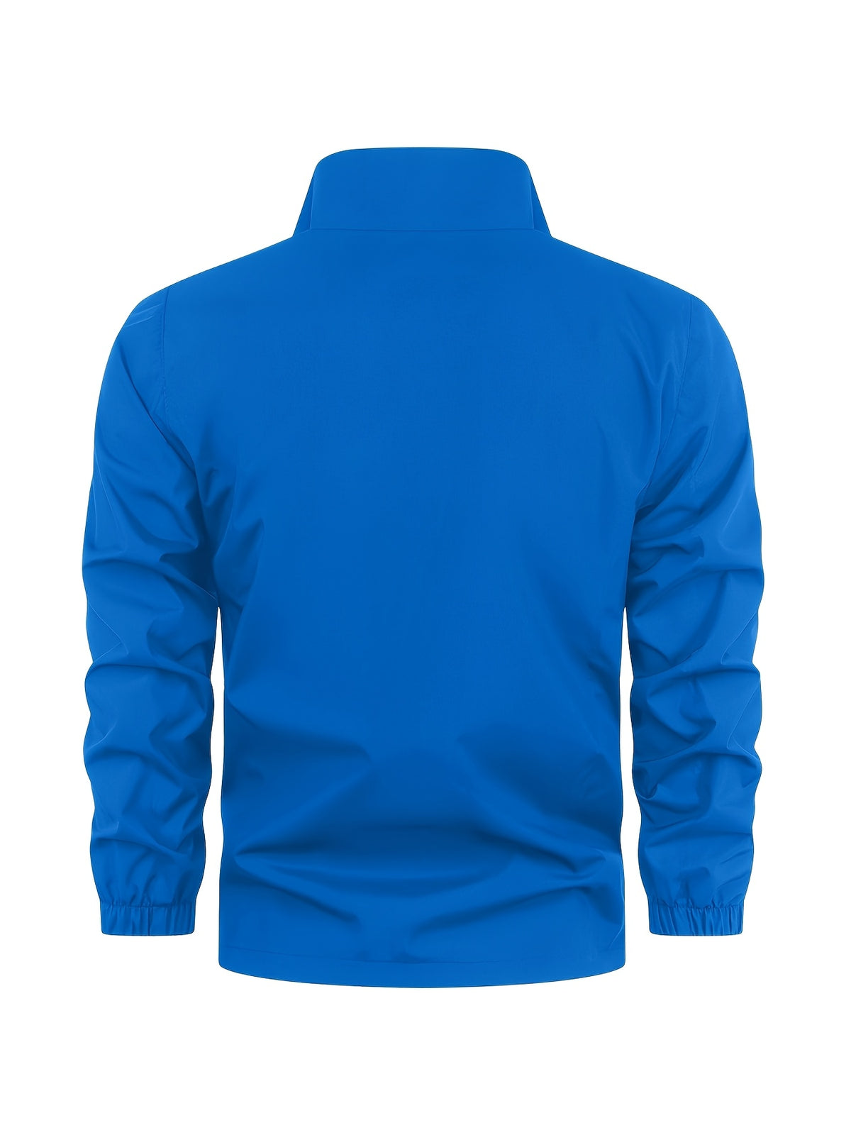 GK Minimalist Uppercase Letter Pattern Full-Zip Stand Collar Windproof Jacket, Unisex Spring/Autumn Lightweight Luxury Business Casual Outerwear - Royal Blue