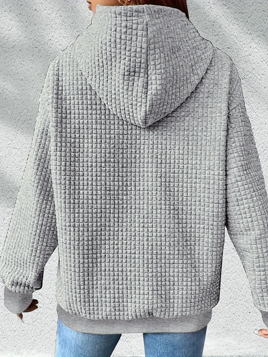 Graphic Print Hoodie, Drawstring Casual Hooded Sweatshirt for Fall And Spring, Women'S Clothing - Light Grey