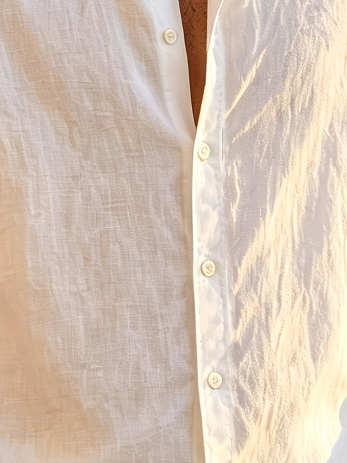 Vacation Style Men'S Summer Long Sleeve Shirt, Classic Lapel Single-Breasted Design, Multiple Basic Solid Colors Available, Suitable for Daily Commute And Beach Travel (Shirt) - White