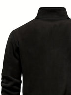Autumn Winter Men'S Fleece Thickened Henley Stand-Up Collar Sweatshirt 1/4 Zip Warm Top Double-Faced Fleece Jacket, New Season - Black