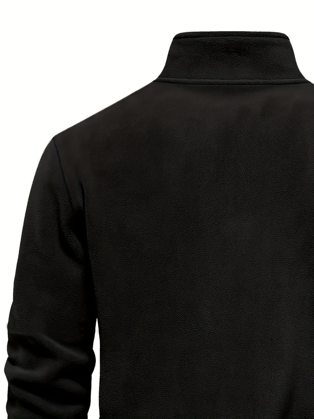 Autumn Winter Men'S Fleece Thickened Henley Stand-Up Collar Sweatshirt 1/4 Zip Warm Top Double-Faced Fleece Jacket, New Season - Black