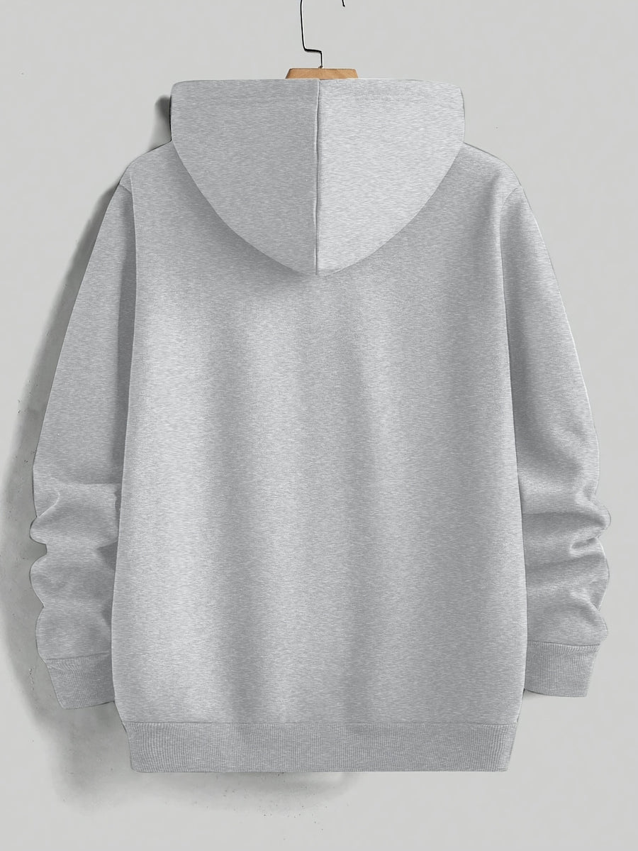 [Villa Le Water OBM] 2pcs Set MILANO Print Hooded Sweatshirt Men'S Loose Casual All-Match Pullover Long-Sleeve Hoodie - Pink+Light Grey