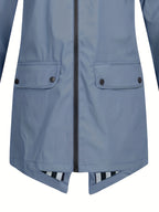 Autumn and Winter Striped Lined Hooded Windbreaker Jacket - Sky Blue
