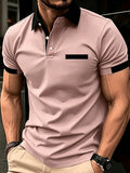 New Men'S Novelty Polo Shirt, Western Hot Style Button-Up Polo, Comfortable Breathable Lapel Short Sleeve, Casual Outerwear Men'S Short Sleeve Top [Printed Design - Not Textured] - Mixed Color 4