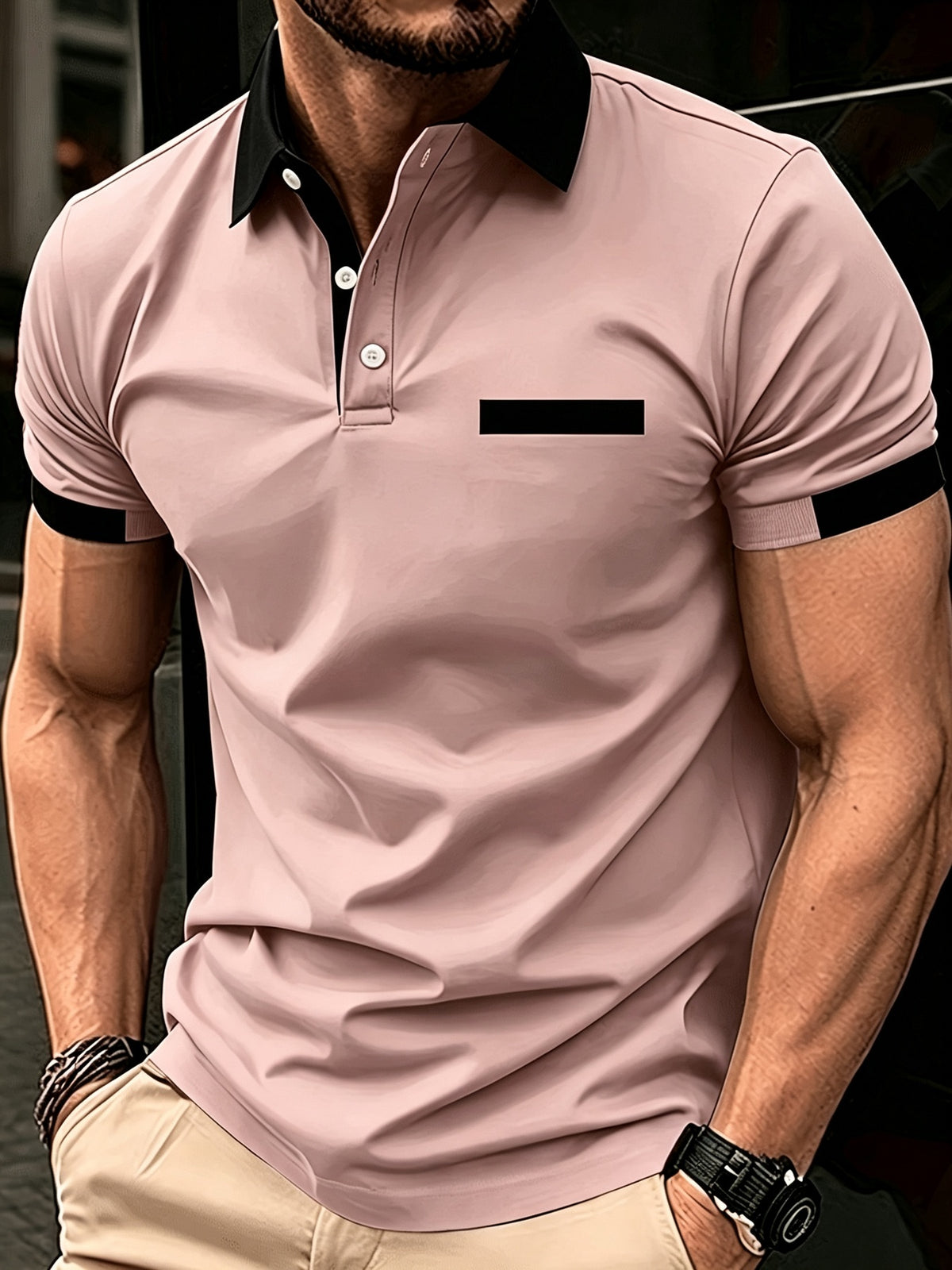 New Men'S Novelty Polo Shirt, Western Hot Style Button-Up Polo, Comfortable Breathable Lapel Short Sleeve, Casual Outerwear Men'S Short Sleeve Top [Printed Design - Not Textured] - Mixed Color 4