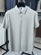Summer Men's Ice Silky Fiber Fabric Short-Sleeve Shirt, Completely Seamless, Wrinkle-Free, Iron-Free, Business Casual, Cool, Wrinkle-Resistant, High-End and Elegant, Birthday Gift - Light Grey