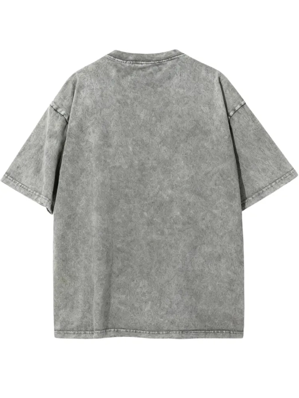 [Villa Joy Water OBM] Men'S Retro Washed Distressed Round Neck Short Sleeve T-Shirt, Loose Casual Heavyweight Basic Solid Color Short Sleeve Breathable Skin-Friendly All-Match Daily Commute Outerwear Inner Wear Men'S Top T-Shirt - Grey