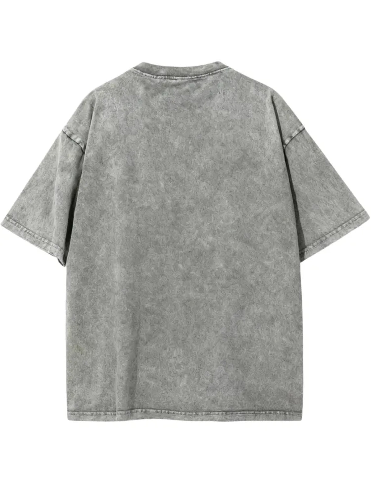 [Villa Joy Water OBM] Men'S Retro Washed Distressed Round Neck Short Sleeve T-Shirt, Loose Casual Heavyweight Basic Solid Color Short Sleeve Breathable Skin-Friendly All-Match Daily Commute Outerwear Inner Wear Men'S Top T-Shirt - Grey
