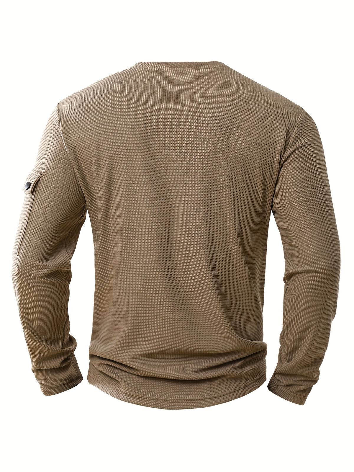 3pcs Men'S Spring Autumn New Waffle Check Fake Two-Piece Round Neck Long Sleeve Shirt Easy Armbag Design Fashion Trendy Convenient Daily Commuting Sports Fitness Wear - Black + Navy Blue + Khaki