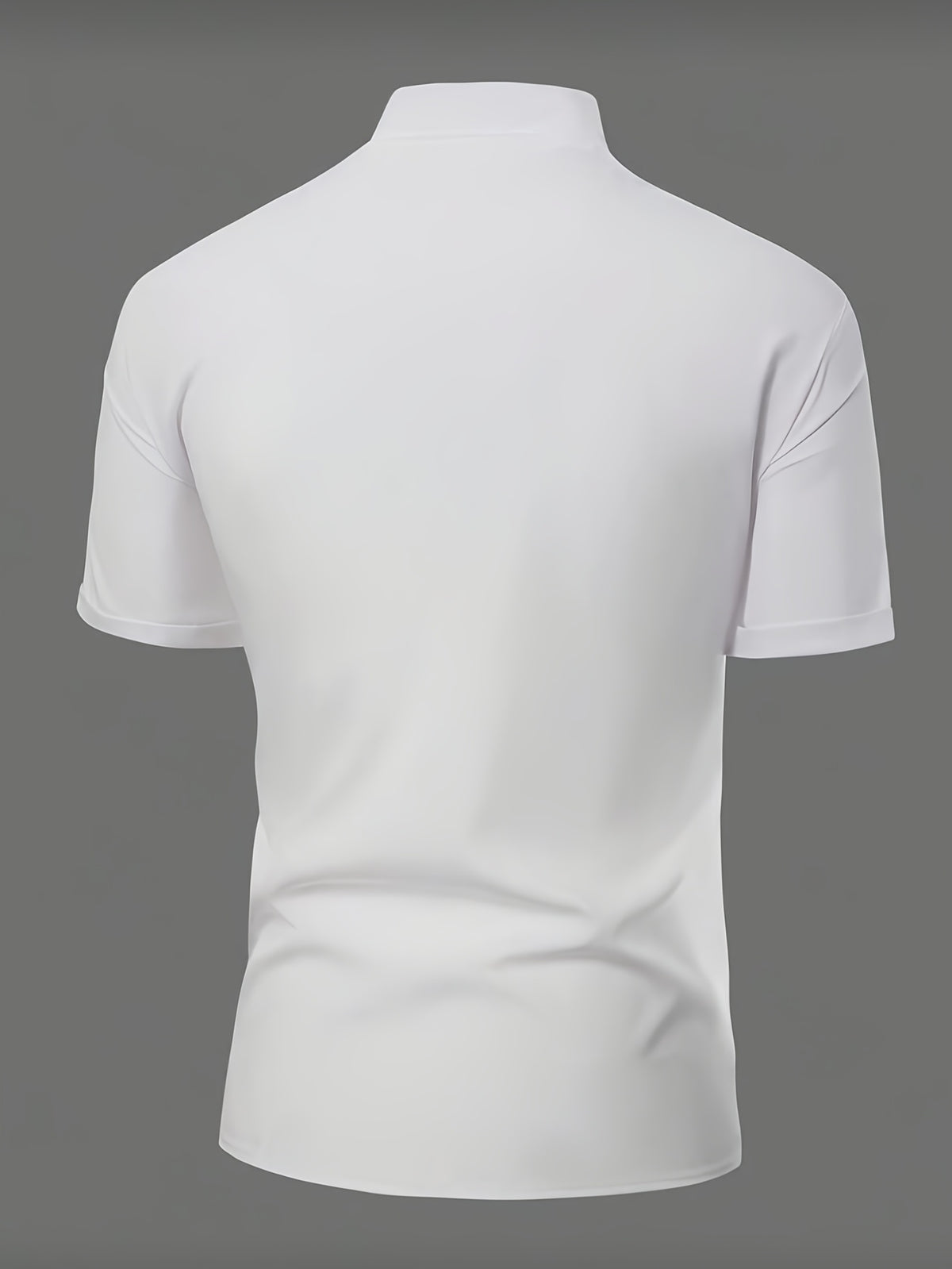 [Know And Give OBM] Men'S Fashion Casual Solid Color Short Sleeve Shirt, Button-Up Design, Irregular Design Sense, Suitable for Summer, Daily Outings, And Parties - White