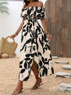 A Stylish And Elegant Beach Vacation Party Dress for Women, Featuring a Fitted Design with a One-Shoulder Neckline And a Flared A-Line Skirt with a Slit, Perfect for Bridesmaids - Khaki