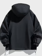 Men'S New Jacket Coat Spring Autumn Casual Jacket Sports Outdoor Zipper Pocket, Hooded Design Casual Outdoor Coat - Black