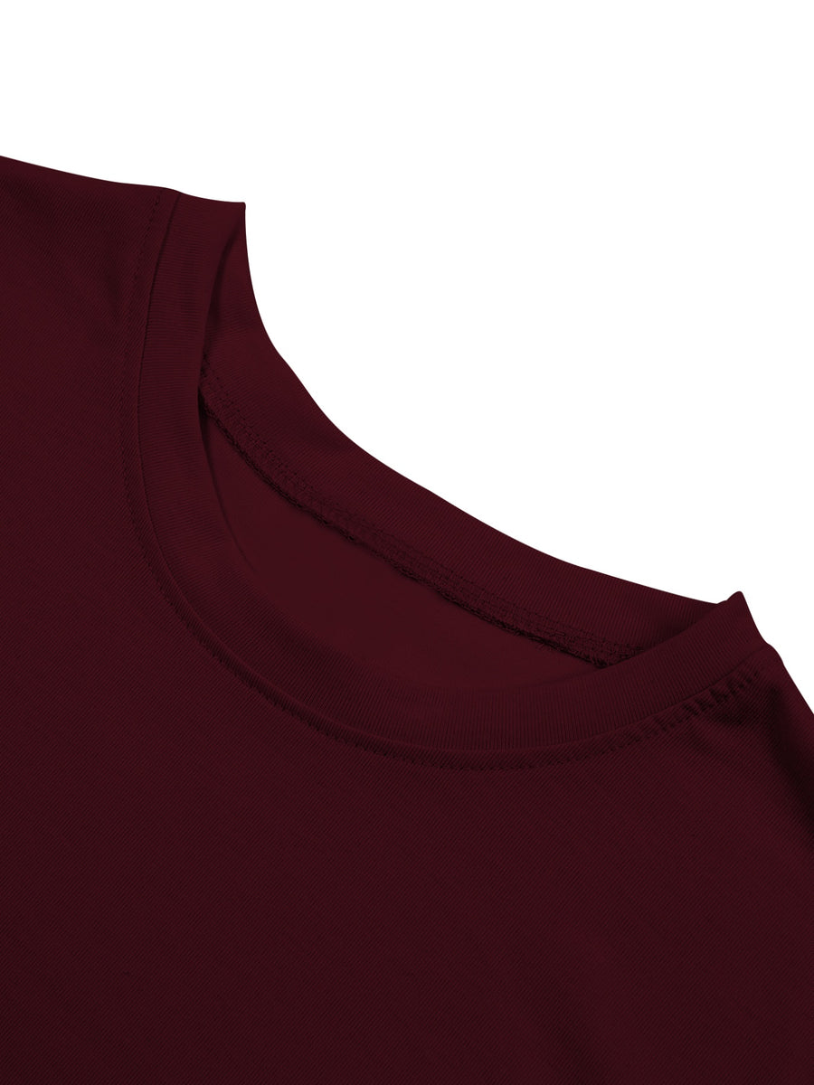 Creative Double-Sided Pattern Print, RELAX HABIBI Fun Slogan Print T-Shirt, Bold Statement, Easy, Summer Men'S Casual Short Sleeve T-Shirt Round Neck Top, Knit Fabric, Fresh And Comfortable - Burgundy