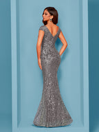 Elegant Beaded Mature Sleeveless Fishtail Dress Summer Party Dinner Formal High-end Luxury Bridesmaid Dresses V-Neck Wedding Mom Dress Sexy Tank Long Skirt - Grey