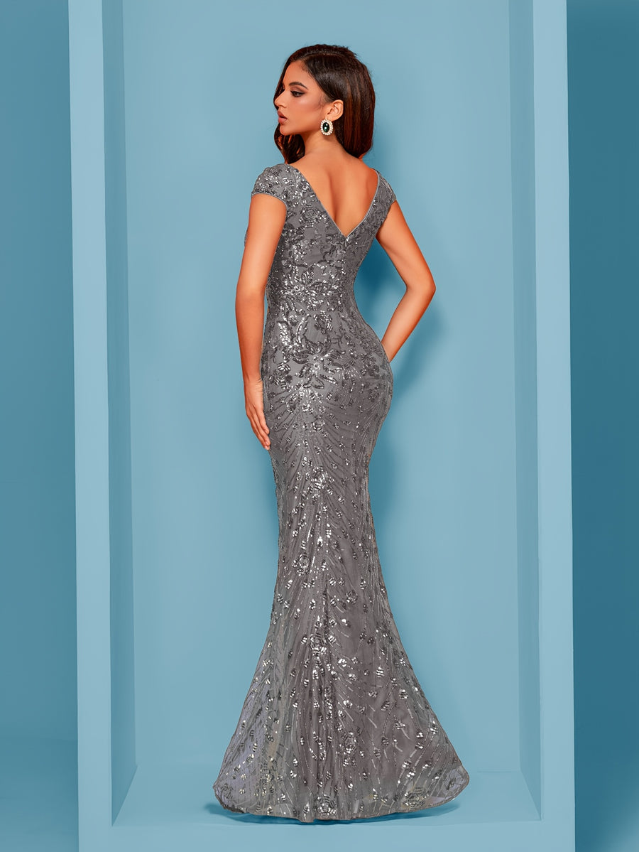 Elegant Beaded Mature Sleeveless Fishtail Dress Summer Party Dinner Formal High-end Luxury Bridesmaid Dresses V-Neck Wedding Mom Dress Sexy Tank Long Skirt - Grey