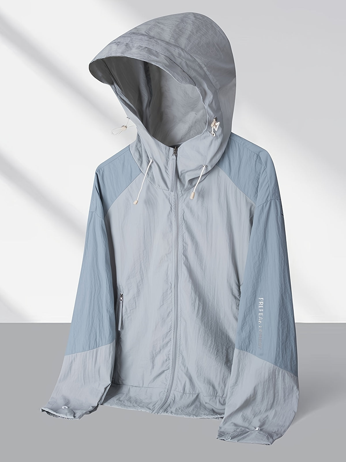 Men'S Hooded Jacket, Summer Lightweight Outdoor Jacket, Breathable Casual Coat, Zippered Pockets, Suitable for Fishing, Running, Hiking And Outdoor Travel, Ideal for Summer Outdoor Activities And Sports - Blue