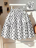 Women'S Summer New Style, Ruffled Floral Bow Polka Dot Short Cake Dress, Casual Outfit for Women'S Summer - White