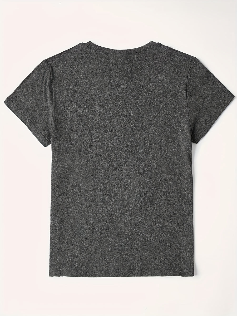 Women'S T-Shirts Lettering Print Comfortable Color T-Shirts Casual Style - Deep Grey