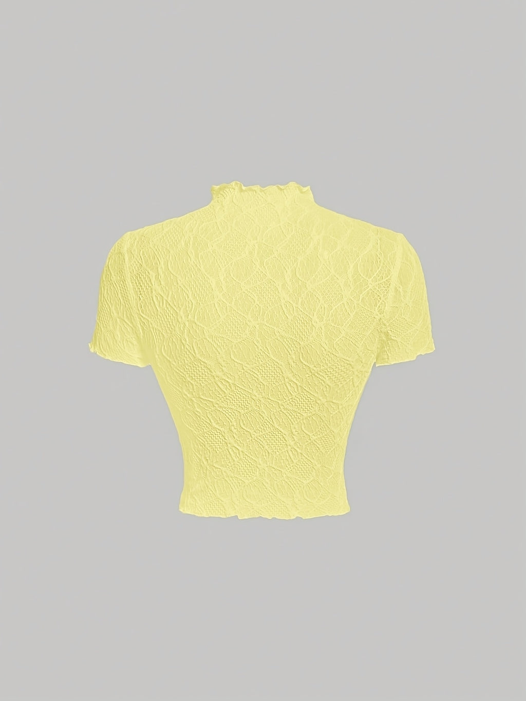 Lace Floral Jacquard Thin Women'S T-Shirt, Dreamy And Romantic, Suitable for Dates, Gatherings, Summer And Spring Wear, Spring Break, Vacation, Picnic, Holiday, Birthday, Etc - 【Light Yellow】
