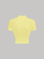Lace Floral Jacquard Thin Women'S T-Shirt, Dreamy And Romantic, Suitable for Dates, Gatherings, Summer And Spring Wear, Spring Break, Vacation, Picnic, Holiday, Birthday, Etc - 【Light Yellow】