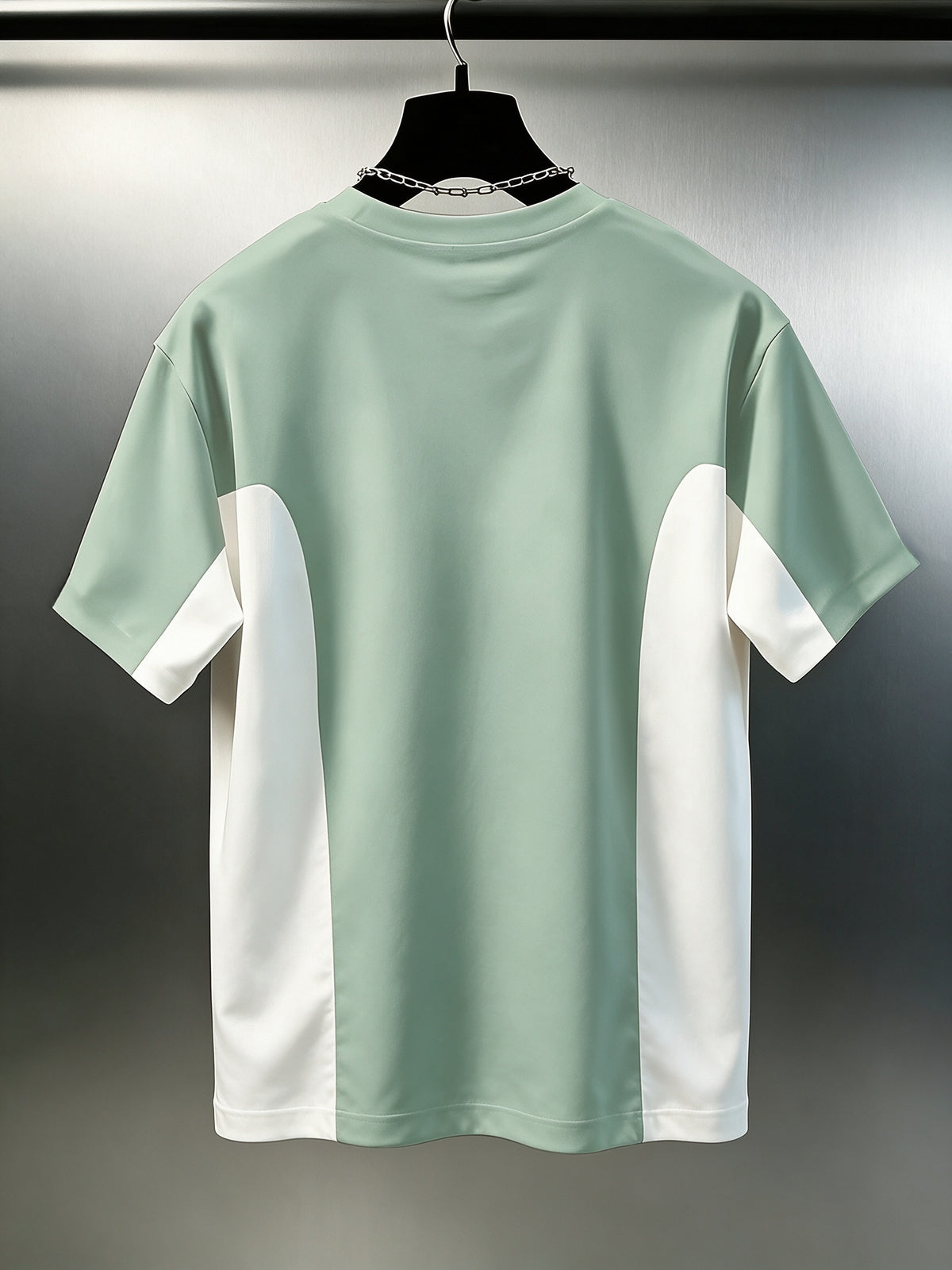 Men'S Color Blocking Splicing Round Neck T-Shirt, Quick-Dry Comfortable Outdoor Fitness Training Short Sleeve Practical Holiday Gift - Light Green