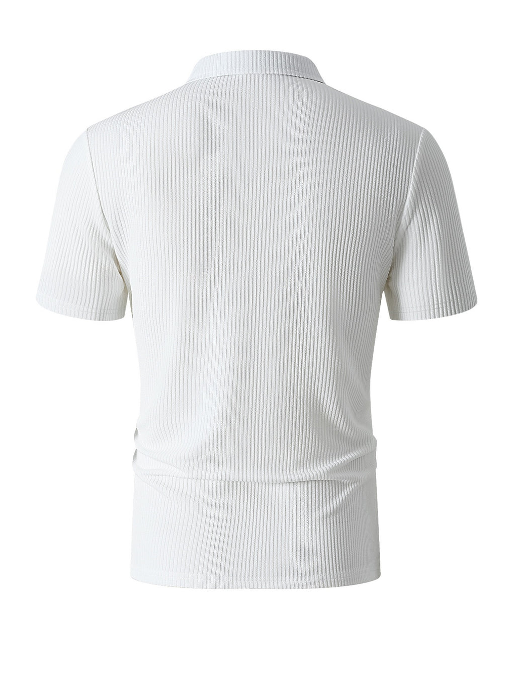 Men's Summer Casual Half-Zip Lapel Outdoor Sports Printed Short-Sleeve Polo Shirt - White