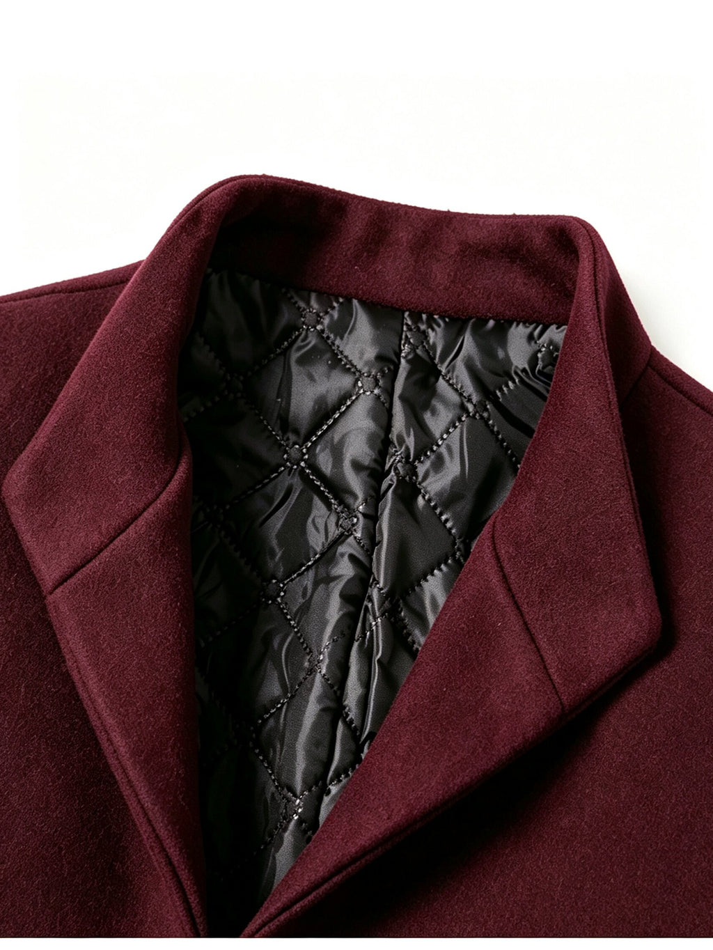 Autumn Winter Thick Warm Windproof Solid Color Stand Collar Coat, Classic Easy Retro Casual All-Match British Old Money Style Elegant Gentleman Jacket - Burgundy
