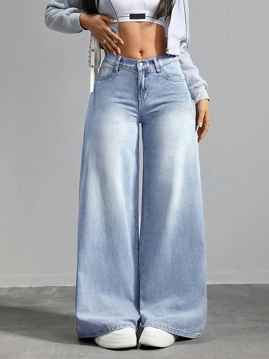 New Autumn/Winter Trendy and Elegant Women's Solid Color Long Pants with Detailed Pockets and Buttons. These Versatile Trousers Are Suitable for All Seasons—spring, Summer, Autumn, and Winter—for Daily Outdoor Leisure, Travel, and Casual Wear - Light Stir-fried Blue