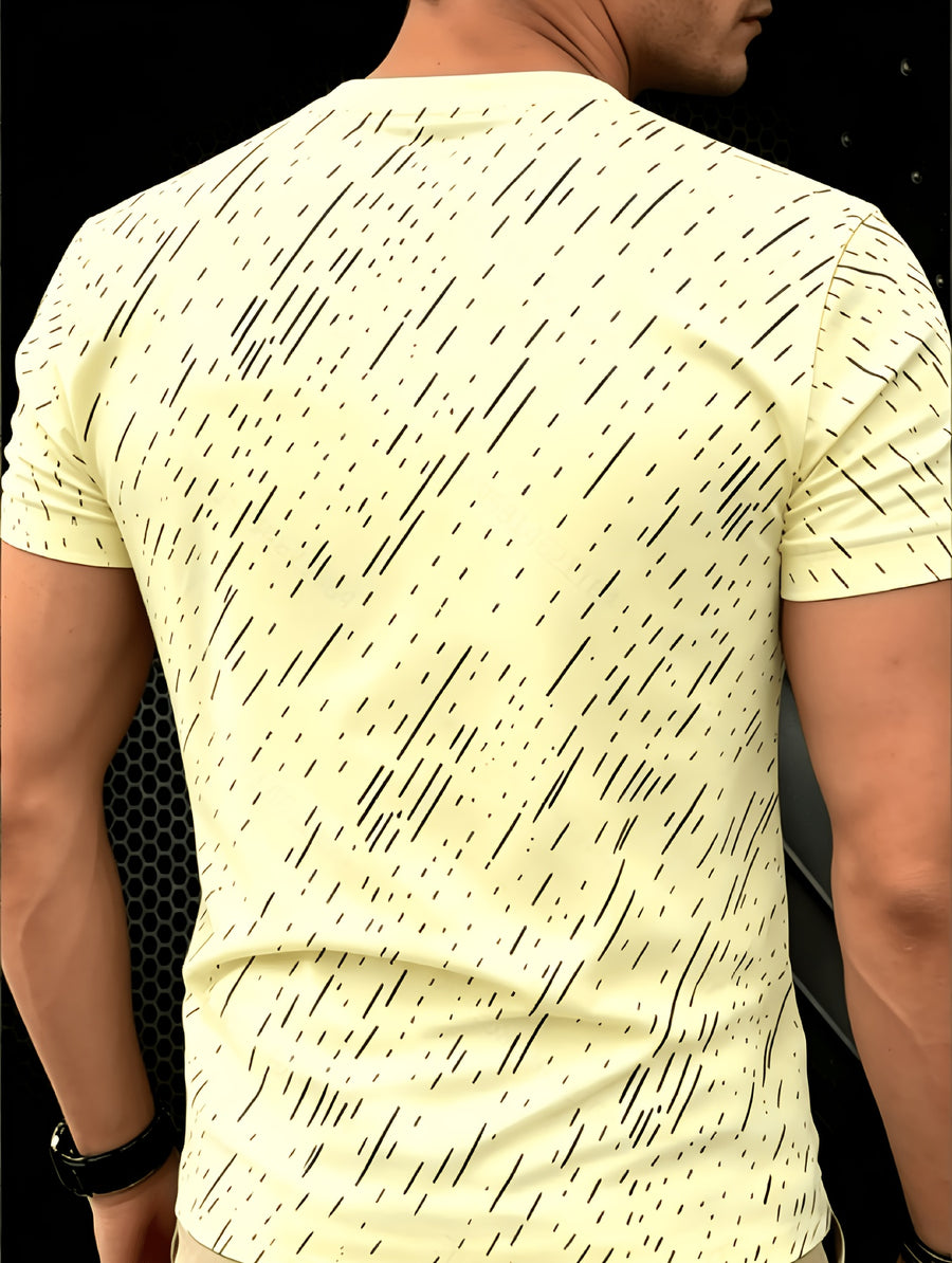 Black Twill Line Digital Printing T-Shirt, Minimalist Men'S Casual Short-Sleeved Shirt, Versatile Commuter Men'S Short-Sleeved T-Shirt, Cool And Breathable, Skin-Friendly And Comfortable, a Perfect Gift - Multicolor A