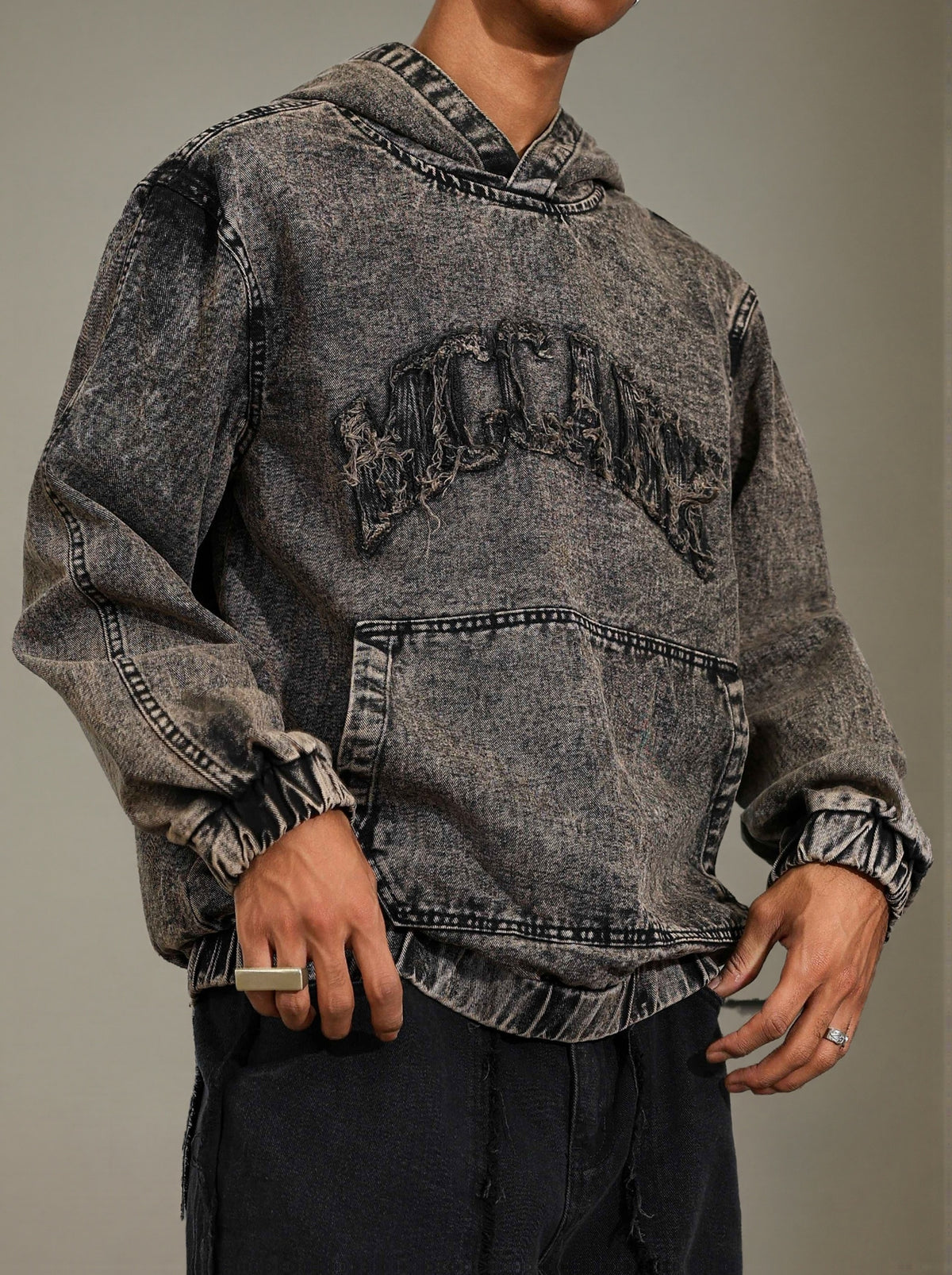 Men'S Fashion Denim Sweatshirt - Rusty Brown