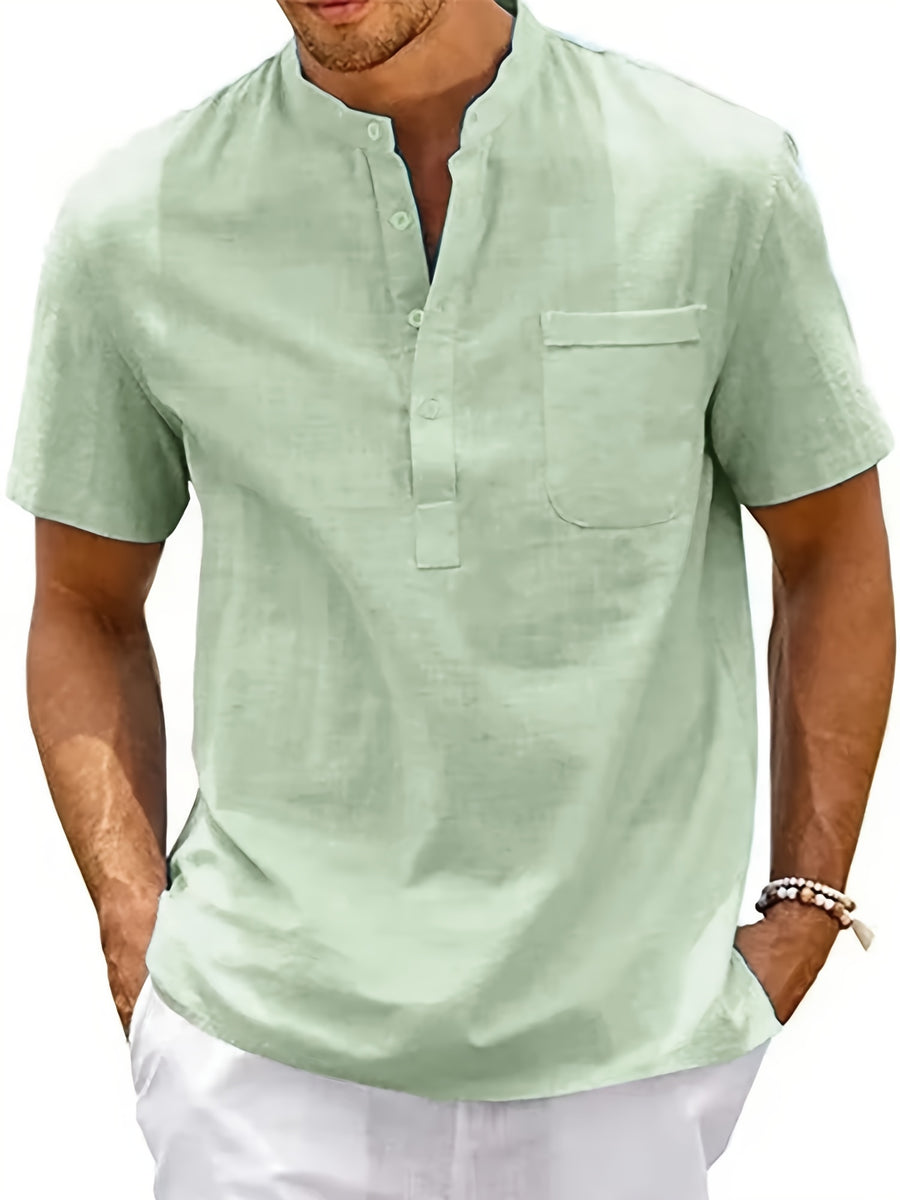 Men's Casual Shirt, Summer Short Sleeve, Lightweight and Breathable, Simple and Stylish, Versatile Casual Shirt - Green