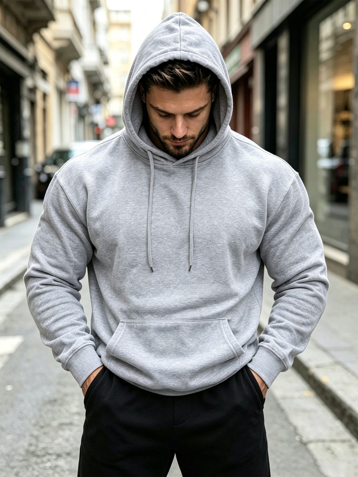 3pcs Men'S Solid Color Hooded Sweatshirt Set, Regular Fit, Drawstring Pullover Top, Fleece Lined, Warm And Comfortable, Elastic Soft, Casual Daily Home Wear, Suitable for Fall Winter Fashion Men'S Outfit - Teal+Black+Light Gray