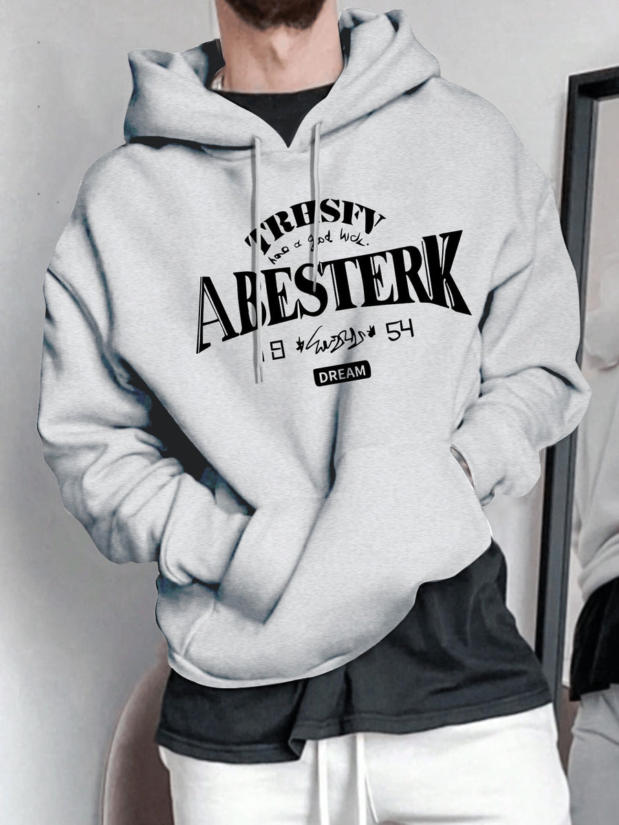 Spring/Autumn Men'S Casual Hooded Sweatshirt Youth Handsome Hoodie - Light Grey