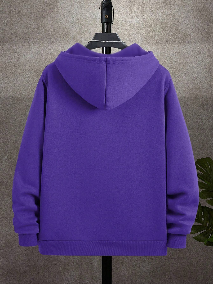 50%, 50% Polyester, 3pcs Men'S Patchwork Warm Fleece Zip-Up Hooded Sweatshirt, Men'S Clothing, Long Sleeve Fleece Jacket, Zip-Up Top, Hooded Sweatshirt, Pockets, Drawstring, Suitable for Outdoor, Casual, Back-To-School Season, Gift for Boyfriend - White + light gray + purple