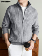 Men'S Heavyweight Thick Knit Cardigan, Warm Casual Layering Top for Fall And Winter - Grey