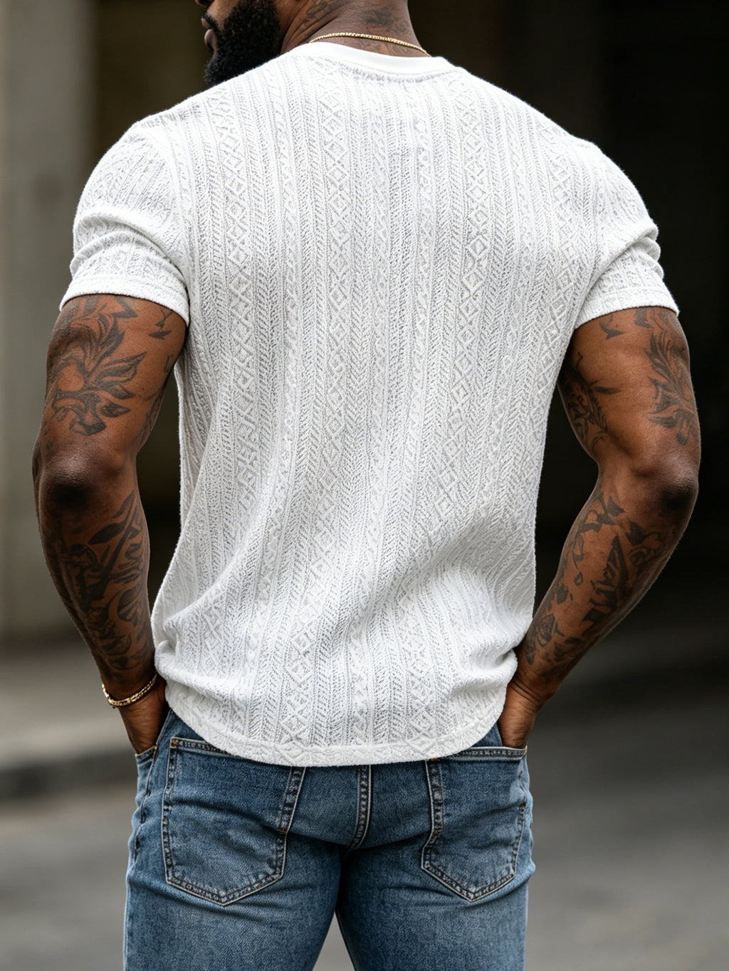 FAXH Men' Short Sleeve Crew Neck T-Shirt - Lightweight Breathable Knit Solid Color Base Suitable for Summer, Casual & -Casual Wear, Machine Washable Round Neck Basic Tee for Office, Semi-Formal Events, Everyday Layering - White