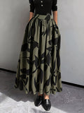 Women's Loose High-Waist Skirt - Military green1