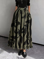 Women's Loose High-Waist Skirt - Military green1