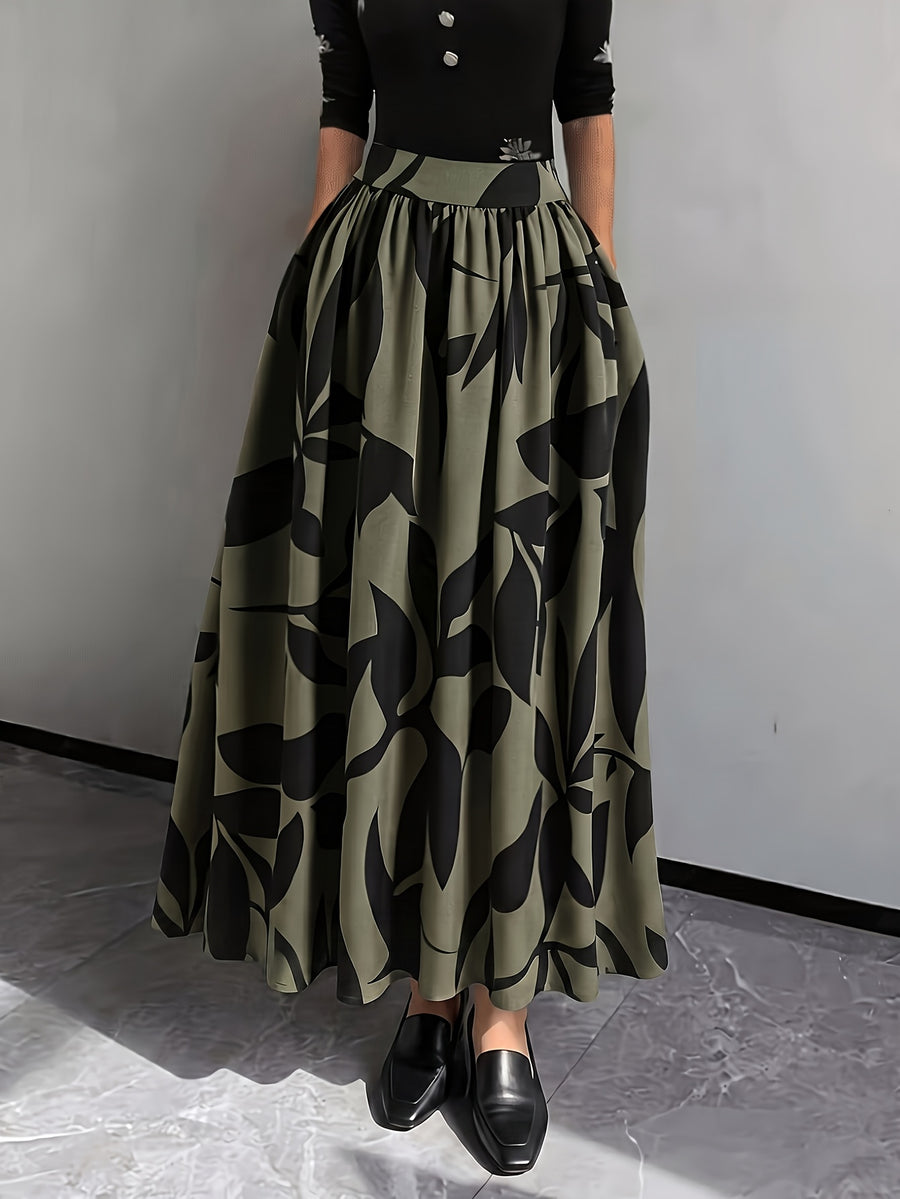 Women's Loose High-Waist Skirt - Military green1
