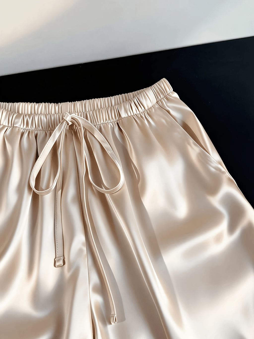ZD260407098 Spirit Shanshan Direction Women'S Elegant Summer Satin Shorts - Apricot