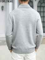 FORLENGKE Men'S Business Casual Shawl Collar Geometric Textured Knit Sweater, Soft Warm Long Sleeve Pullover for Fall Winter Office Daily Wear - Ivory White
