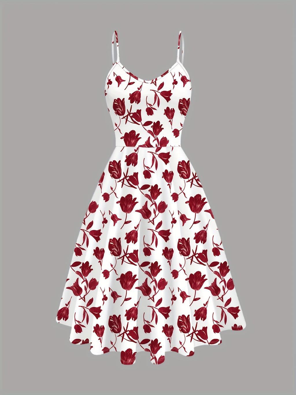 Women'S Elegant Dress Set, Solid Color V-Neck Twist Short Sleeve Top, Floral Print Suspender Dress Two-Piece Set - Mixed colors