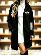 Ladies Stylish Warm Hooded Coat Jacket - Black