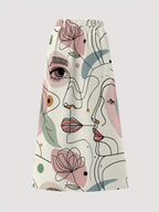 A Women'S Midi Skirt, Straight Cut, Made of Fabric, Featuring Pockets, Elastic at The Back Waist, Vacation Style, Machine Washable, Without a Belt - Multicolor